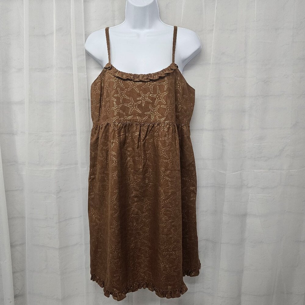 Vineyard Vines Dress Y2K Brown Starfish Beach Resort Preppy Linen Blend 10 - Picture 12 of 12
